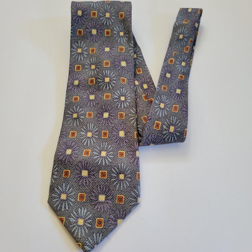 Ermenegildo Zegna Neck Tie Mens One Size Purple 100% Silk Geometric Pattern